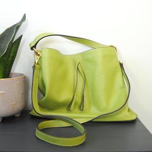 ALBERTA DI CANIO LIME GREEN LEATHER SHOULDER BAG